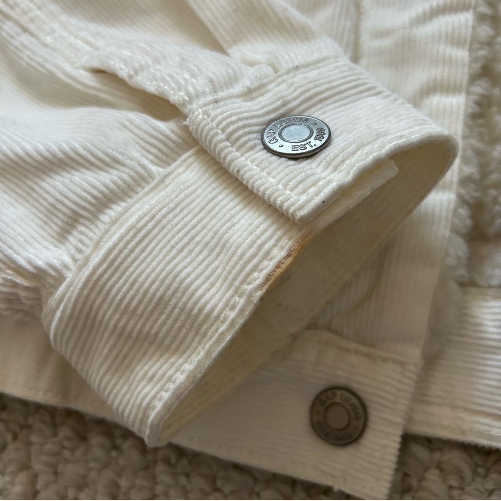Gap '90s Sherpa Cord Icon Jacket Beige Ivory, Size Small - Picture 7 of 8